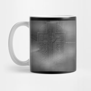 Celtic Cross Tombstone Statue in Fog Mug